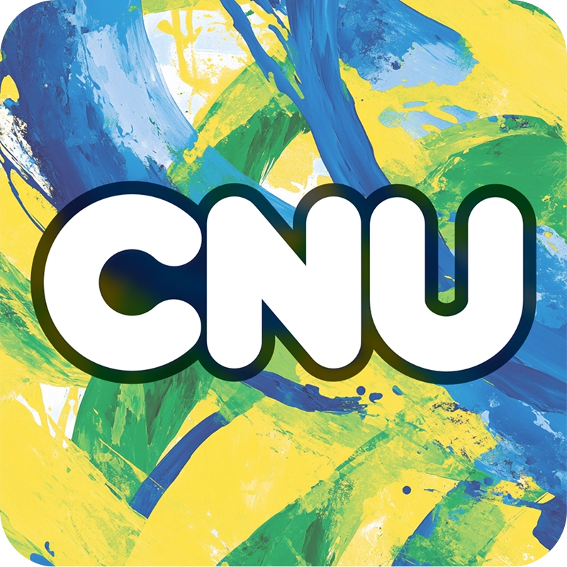 Ícone do app CNU 2025: Concurso e Simulados. App disponível na Play Store e App Store